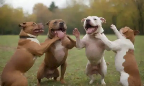 3-4 pitbulls felices